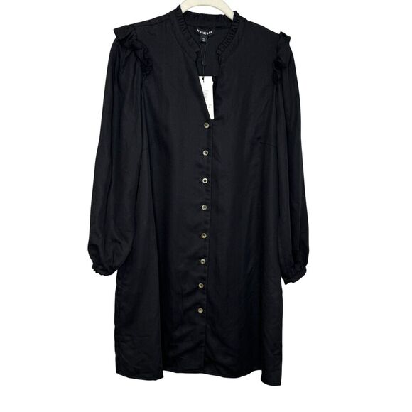 Whistles Dress Womens UK12 US8 Katie Button Through EcoVero Ruffle Long Sleeve - Picture 1 of 12